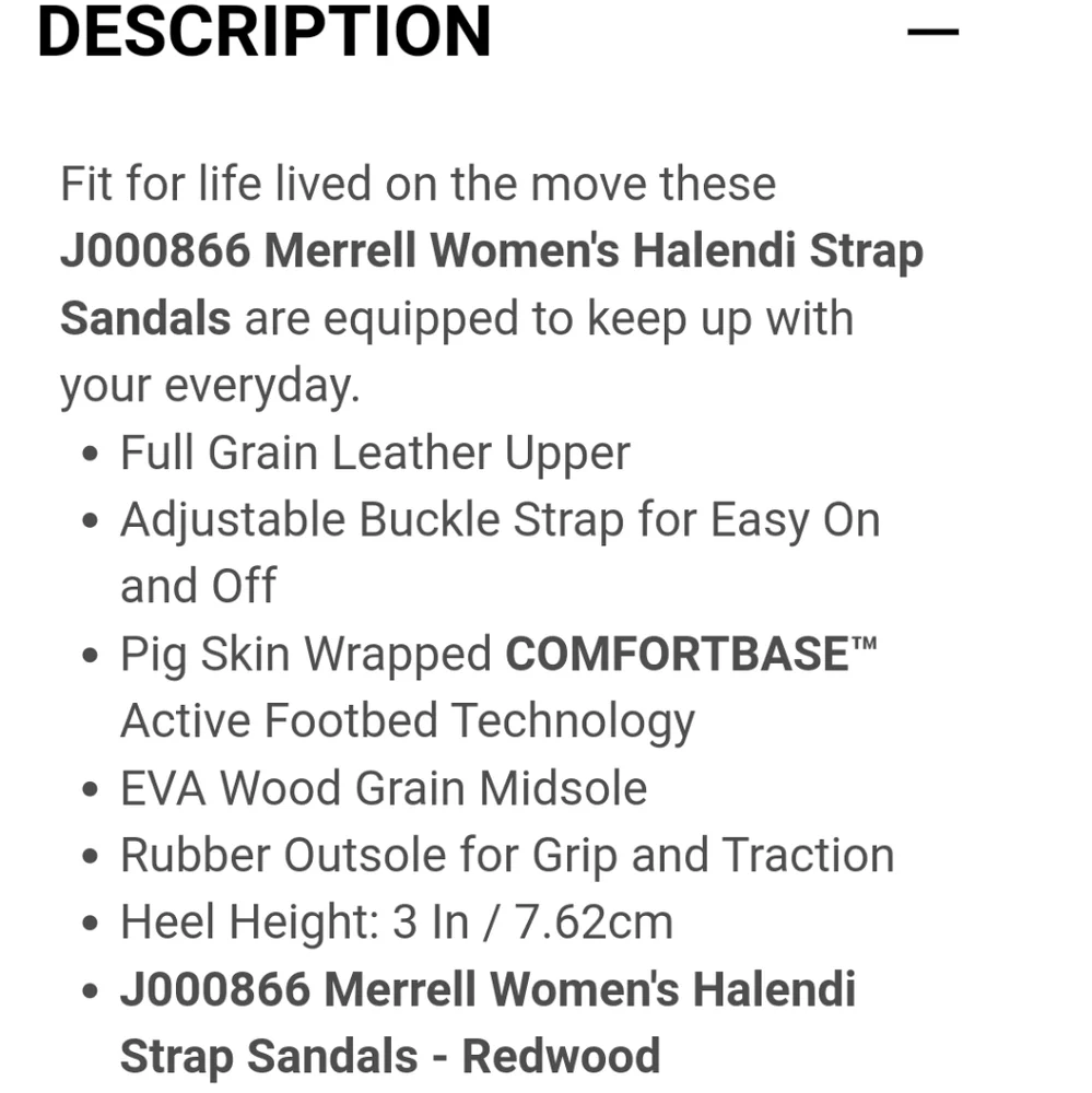 Merrell Halendi Sandals with Chunky Heel in Redwood color size 8.5 - Picture 3 of 7